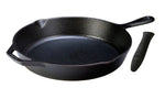 Lodge 12 Inch Cast Iron Skillet. Pre-Seasoned Cast Iron Skillet with Red Silicone Hot Handle Holder.