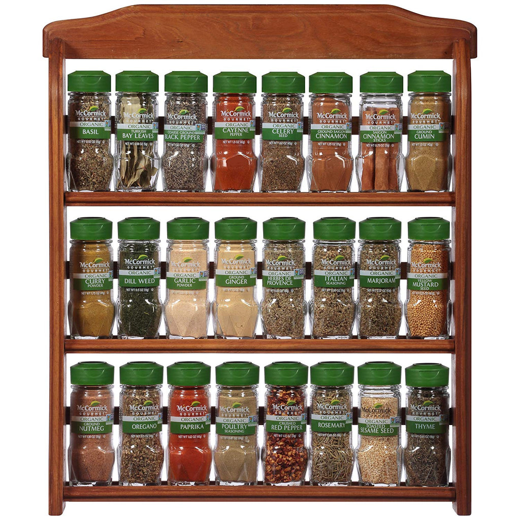 McCormick Gourmet Organic Wood Spice Rack, 24 Herbs & Spices