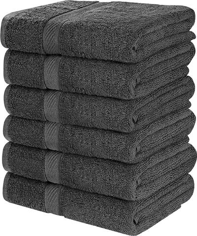 Utopia Towels Cotton Bath Towels, 6 Pack, (22 x 44 Inches), Pool Towels and Gym Towels, Grey