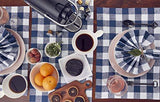 Solino Home 100% Pure Linen Checks Table Runner – Natural & White Check Table Runner – 14 x 72 Inch Runner for Dinner, Indoor and Outdoor Use
