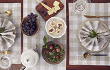 Solino Home 100% Pure Linen Checks Table Runner – Natural & White Check Table Runner – 14 x 72 Inch Runner for Dinner, Indoor and Outdoor Use