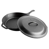 Lodge 12 Inch Cast Iron Skillet. Pre-Seasoned Cast Iron Skillet with Red Silicone Hot Handle Holder.