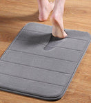 24" x 17" Microfiber Memory Foam Bath Mat with Anti-Skid Bottom Non-Slip Quickly Drying Gray Striped Pattern