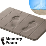 24" x 17" Microfiber Memory Foam Bath Mat with Anti-Skid Bottom Non-Slip Quickly Drying Gray Striped Pattern