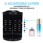 sanipoe 360 Rotating Makeup Organizer, DIY Adjustable Makeup Carousel Spinning Holder Storage Rack, Large Capacity Make up Caddy Shelf Cosmetics Organizer Box, Best for Countertop, Black