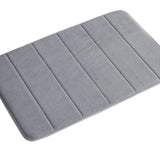 24" x 17" Microfiber Memory Foam Bath Mat with Anti-Skid Bottom Non-Slip Quickly Drying Gray Striped Pattern