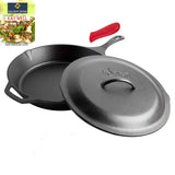 Lodge 12 Inch Cast Iron Skillet. Pre-Seasoned Cast Iron Skillet with Red Silicone Hot Handle Holder.