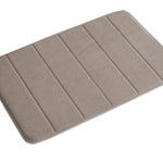 Memory Foam Bath Mat Non Slip Absorbent Bathroom Mat Super Soft Microfiber Bath Mat Set Super Cozy Velvety Bathroom Rug Carpet (Taupe Striped Pattern 17x24-Inches)