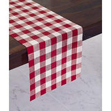 Solino Home 100% Pure Linen Checks Table Runner – Natural & White Check Table Runner – 14 x 72 Inch Runner for Dinner, Indoor and Outdoor Use