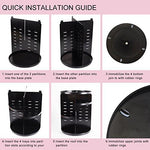 sanipoe 360 Rotating Makeup Organizer, DIY Adjustable Makeup Carousel Spinning Holder Storage Rack, Large Capacity Make up Caddy Shelf Cosmetics Organizer Box, Best for Countertop, Black