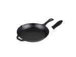 Lodge 12 Inch Cast Iron Skillet. Pre-Seasoned Cast Iron Skillet with Red Silicone Hot Handle Holder.