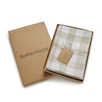 Solino Home 100% Pure Linen Checks Table Runner – Natural & White Check Table Runner – 14 x 72 Inch Runner for Dinner, Indoor and Outdoor Use