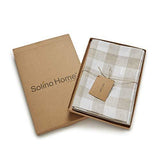 Solino Home 100% Pure Linen Checks Table Runner – Natural & White Check Table Runner – 14 x 72 Inch Runner for Dinner, Indoor and Outdoor Use