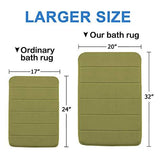 Memory Foam Bath Mat Non Slip Absorbent Bathroom Mat Super Soft Microfiber Bath Mat Set Super Cozy Velvety Bathroom Rug Carpet (Taupe Striped Pattern 17x24-Inches)