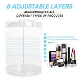 sanipoe 360 Rotating Makeup Organizer, DIY Adjustable Makeup Carousel Spinning Holder Storage Rack, Large Capacity Make up Caddy Shelf Cosmetics Organizer Box, Best for Countertop, Black