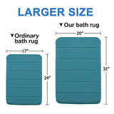 24" x 17" Microfiber Memory Foam Bath Mat with Anti-Skid Bottom Non-Slip Quickly Drying Gray Striped Pattern