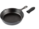 Lodge 12 Inch Cast Iron Skillet. Pre-Seasoned Cast Iron Skillet with Red Silicone Hot Handle Holder.